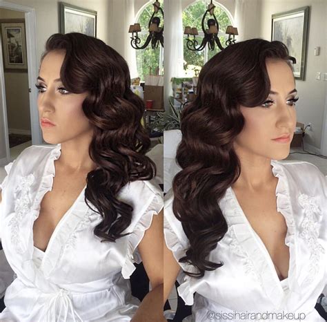 Hair Hollywood Waves With One Side Pinned Back Hairdo Wedding