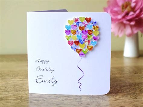 Personalised Birthday Card Handmade Birthday Balloons Card Happy