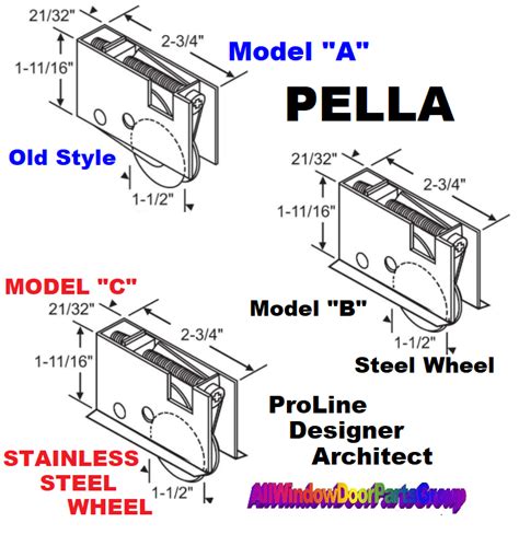 Old Pella Sliding Patio Door Roller Replacement Set 1 12 Model A