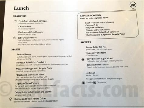 Now the restaurant is a focus. Mariner Embarkation Lunch Menu | HAL Cruiser Information