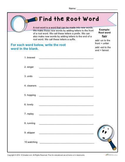 Root Words Worksheet 4th Grade Thekidsworksheet