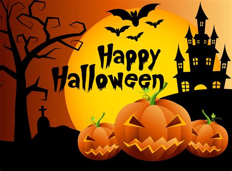 Halloween Pumpkins And Dark Castle On Backgroundhappy Halloween