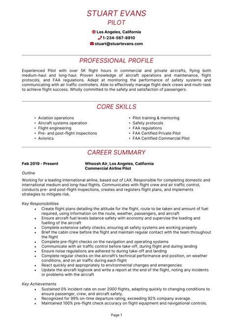 Pilot Resume Example Guide Land The Best Jobs