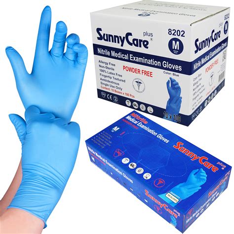 Buy Sunnycare 1000 8202 Blue Nitrile Medical Exam Gloves Powder Free