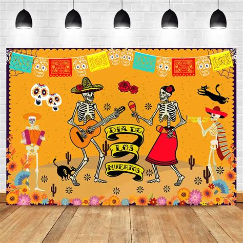 Day Of The Dead Backdrop Mexican Sugar Skull Photography Background Dia