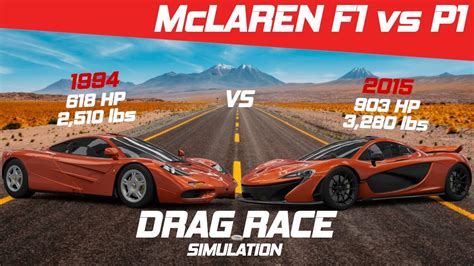 Mclaren F1 Vs P1 Drag Race 14 Mile Visualizer Youtube