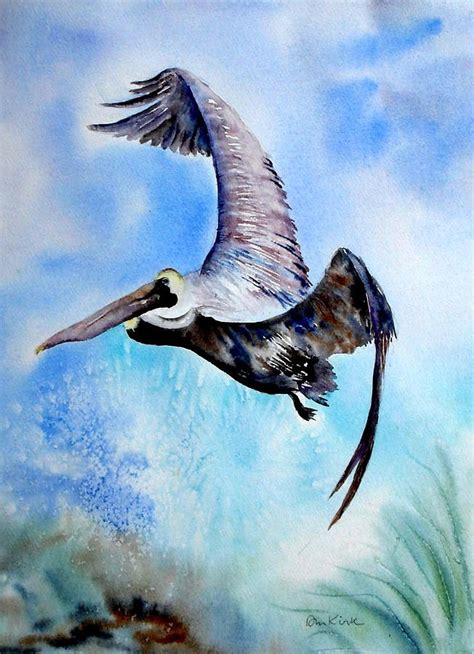 Pelican In Flight Painting By Diane Kirk Fine Art America
