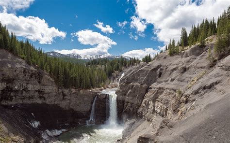 Waterfall Blue Scenics Plant Sky Canadian Rockies Wilderness Area