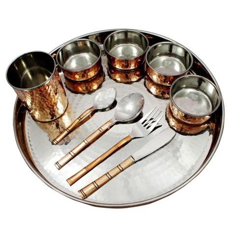 Buy Copper Stainless Steel Dinner Plate Thali Dinnerware For Indian