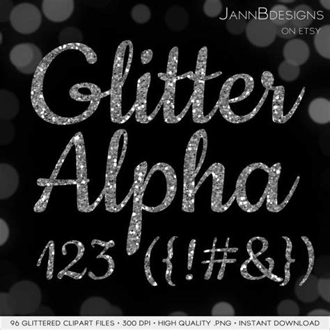 Commercial Use Clipart Glitter Alphabet Clipart Silver Pearl Letters