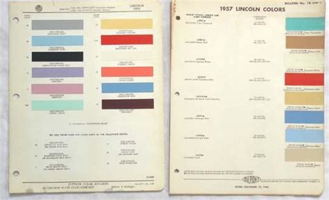 Find 1951 1952 Lincoln Dupont Color Paint Chip Charts All Models
