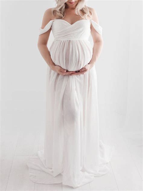 Wholesale Solid Color Photo Shoot Split Maternity Dress