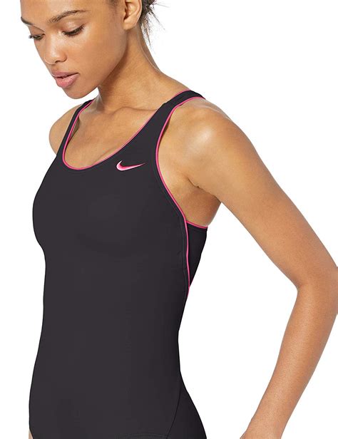 Nike Swim Womens Solid Powerback One Piece Swimsuit Black Size X