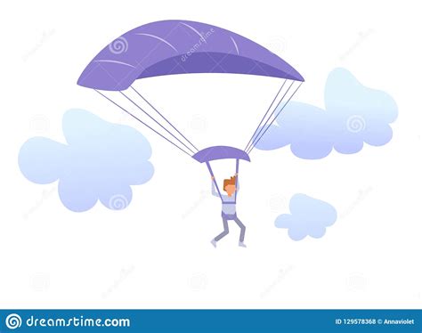 Parachutist Vector Cartoon Isolated Art On White Background Stock