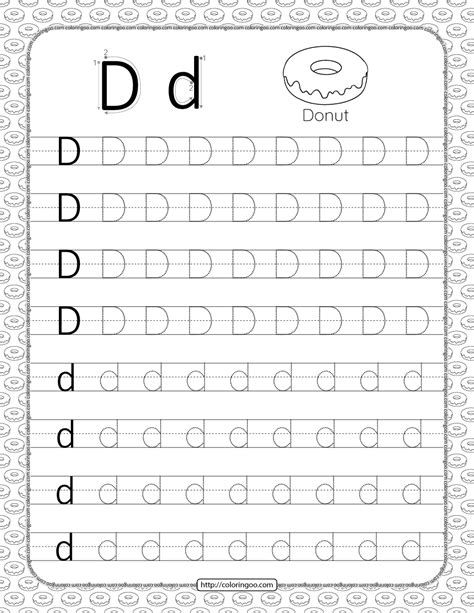 Printable Dotted Letter D Tracing Pdf Worksheet Free Printable Alphabet