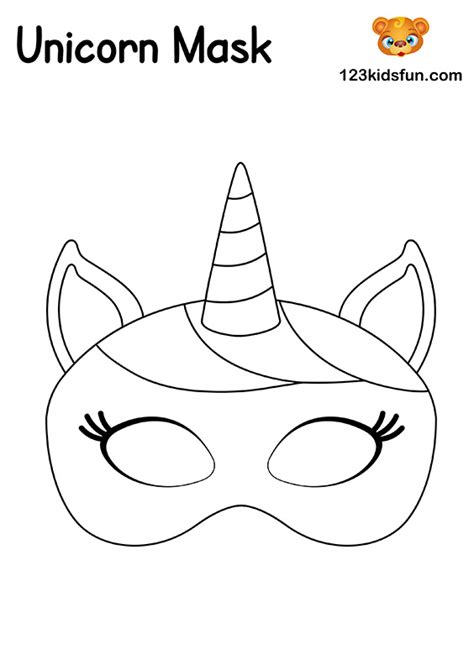 Unicorn Face Masks With Free Printable Templates Simple Sketch Coloring