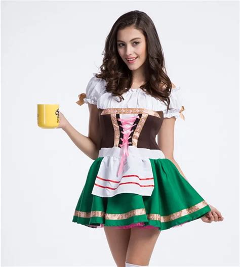 Buy New Sexy Girls Green German Beer Costume Oktoberfest Beer Girl Maid Wench