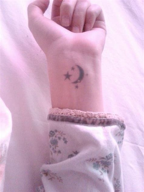 Image Result For Moon And Stars Wrist Tattoo Star Tattoo On Wrist