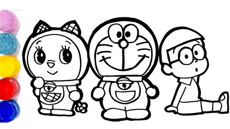 Mewarnai Doraemon Dan Dorami Sketsa Gambar Doraemon Nobita Dan Kawan