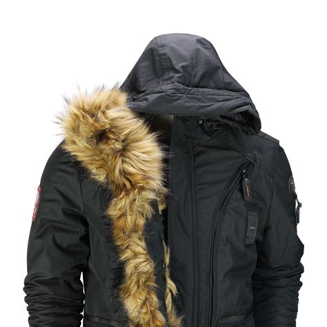 Mens Padded Heavy Weight Warm Winter Jacket Classic Parka Coat Fur Trim