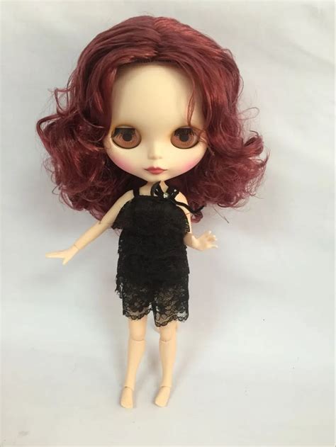 Wine Red Hair Joint Body Nude Blyth Doll Factory Doll Fashion Doll My