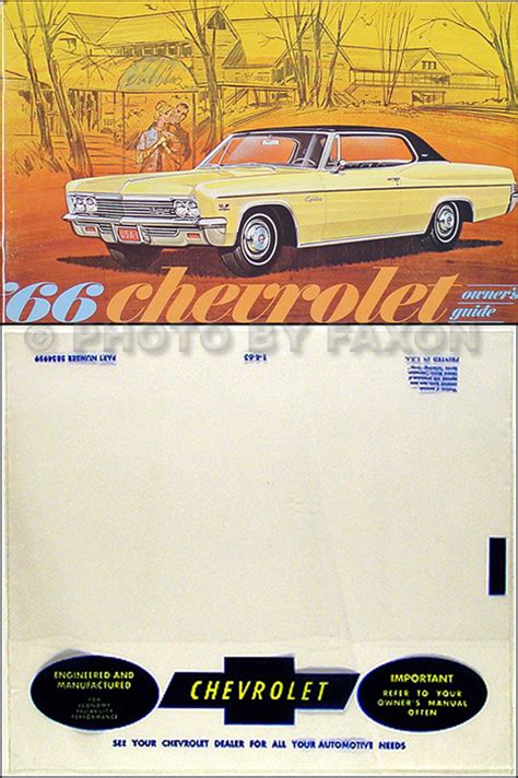 1966 Chevy Owner Manual Package Impala Ss Bel Air Caprice Biscayne