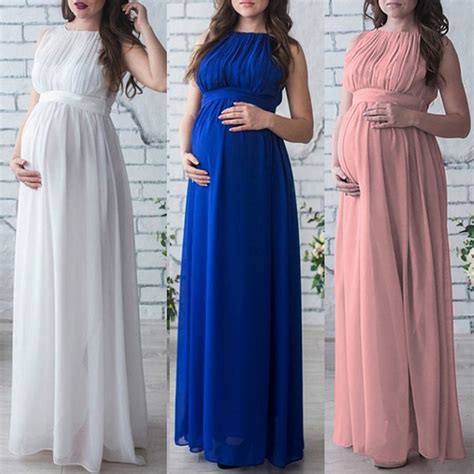 pregnant women s chiffon maternity dress maxi gown photography photo clothes sleeve draw back