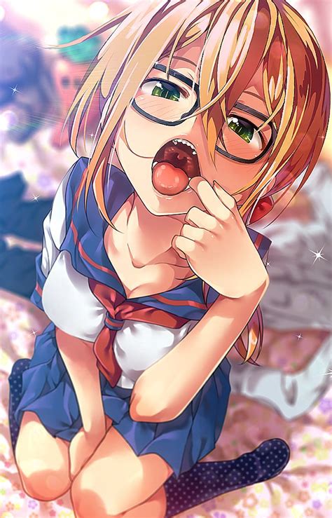 Rule 34 Blushing Finger In Mouth Glasses Looking At Viewer Open Mouth R Kitada Skirt Tagme