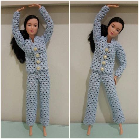 Has been added to your cart. This hub is a free crochet pattern for Barbie Pajama Set. #BarbieFashion | Barbie kleider ...