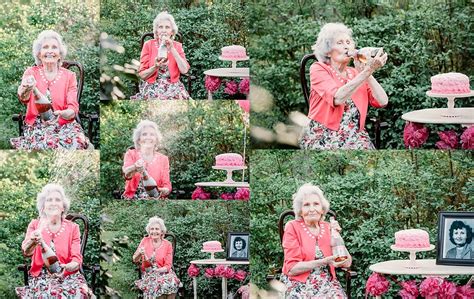 90th Birthday Photo Shoot Granny Blowing Glitter Birthday Session