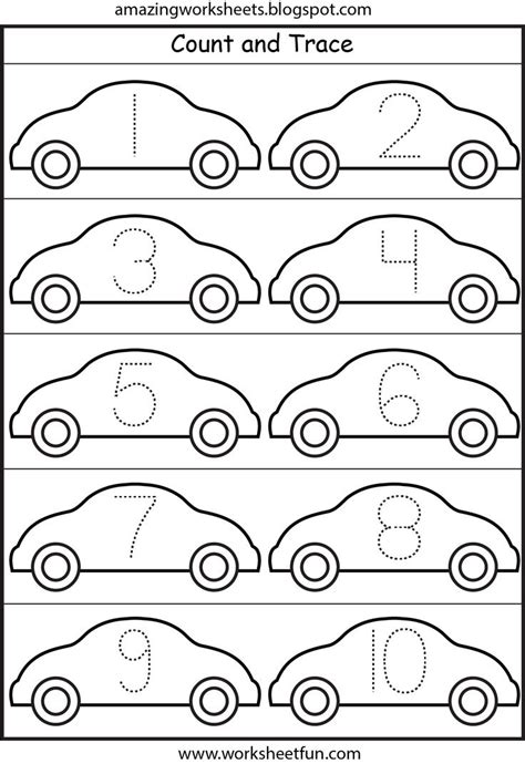 Number Tracing Cars Crafts And Worksheets For Preschooltoddler And Kind Transportation