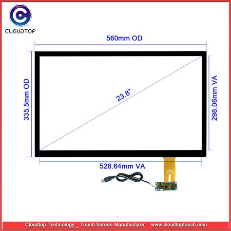 China 238 Inch Capacitive Touch Screen Strengthened Cover Glass