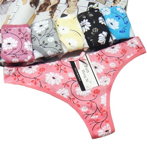 Womens Thong Panties 5 Pcslot Cotton Underwear Women G Strings Sexy String Femme Thong Floral