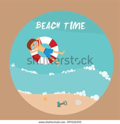 Summer Beach Flat Design Sea Side Stock Vector Royalty Free 494166343