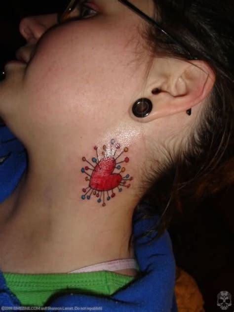 Awesome Heart Tattoo On Neck