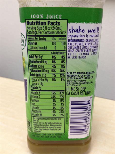 Naked Juice Nutrition Label Best Label Ideas