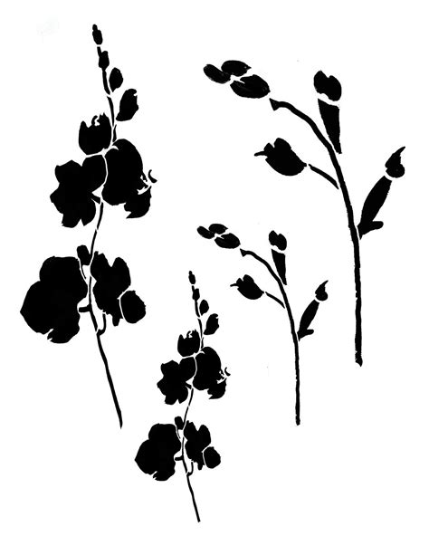 Flower Silhouette 1 Stencil 8x10