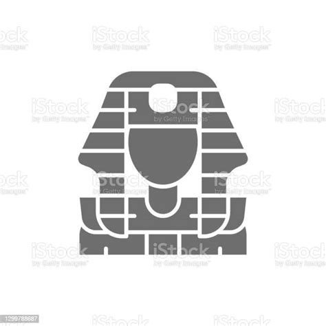 Egyptian Pharaohs Mask Tutankhamun Grey Icon Isolated On White