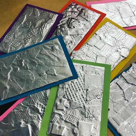 Kindergarten Texture Collages So Exciting To Rub The Foil And See Art