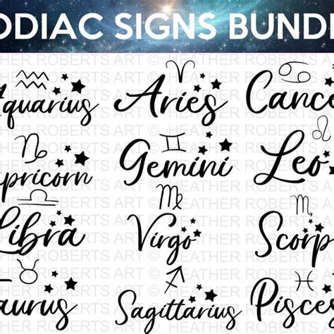 Zodiac Signs Bundle Svg Horoscope Svg Astrology Svg Etsy