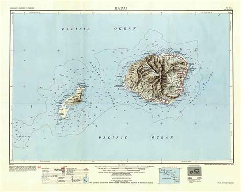 1954 Topo Map Of Kauai Hawaii Quadrangle Etsy