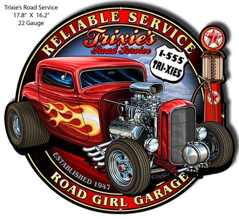 Hot Rod Garage Art Metal Sign By Steve Mcdonald 162x178