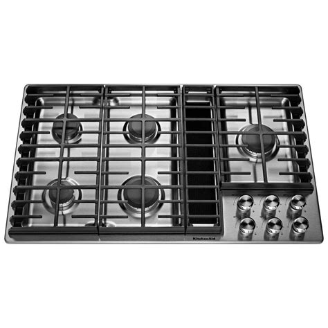 Kitchenaid 36 In 5 Burner Stainless Steel Gas Cooktop With Downdraft