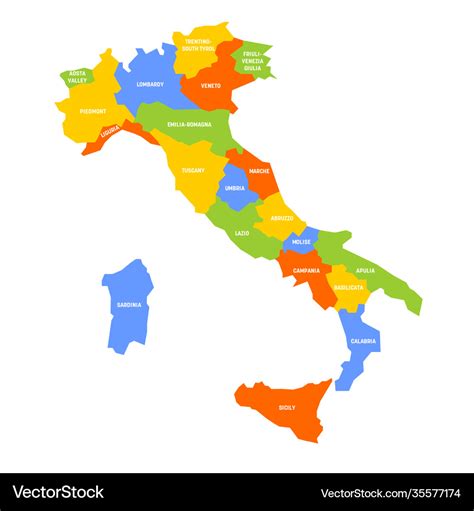 Italy Map Regions Royalty Free Vector Image Vectorstock