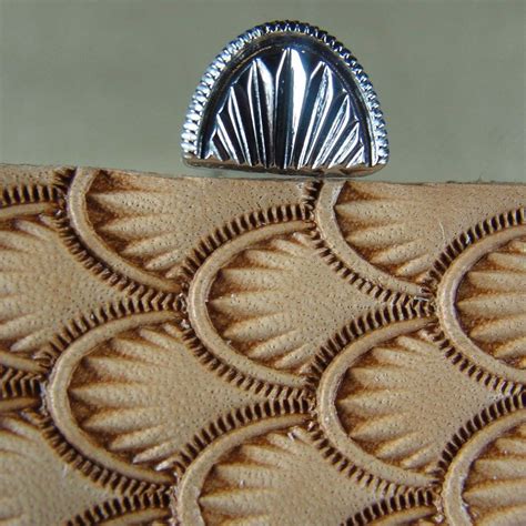 Stainless Steel Barry King 2 Crescent Shell Geometric Stamp Leather