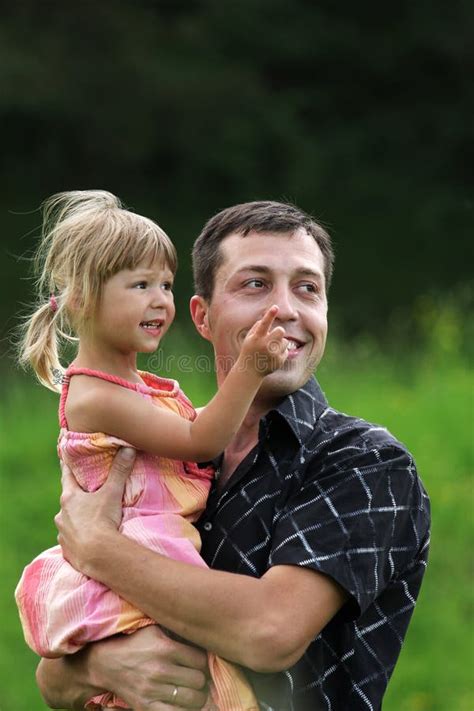 Little Girl Play With Dad In Nature Stock Image Image Of Small