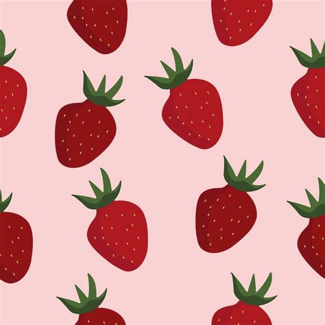 Premium Vector Red Strawberry Seamless Pattern