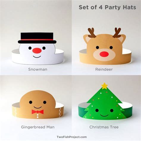 Christmas Party Hats for Kids/Adults, Christmas Paper Crowns/Headbands