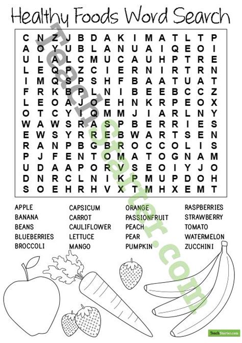 Healthy Foods Word Search | Food words, Health words, Healthy recipes