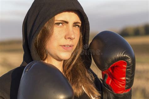 Fight Girl Stock Image Image Of Active Gloves Fight 84255543